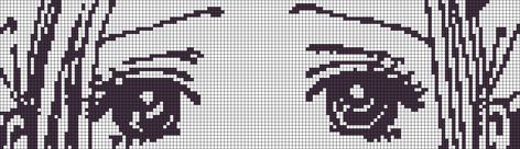 Manga Crochet Pattern, Heartstopper Alpha Pattern, Nana Alpha Pattern, Nana Crochet Pattern, Black And White Pixel Art, Eyes Manga, Pixel Grid, Nana Anime, Graph Crochet