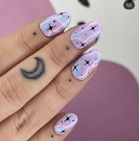 Multicolored Nail Art, Narwhal Nails, Pastel Goth Nail Art, Disco Nail Art, Disco Nails Designs, Pastel Goth Nails, Disco Nails, Pastel Galaxy, Multicolored Nails