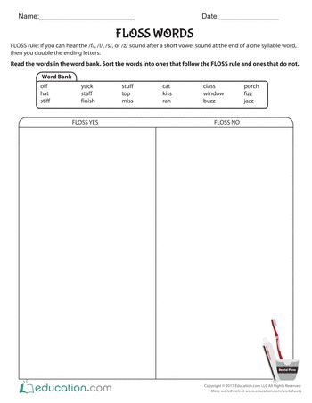 Next stop: Pinterest Flossy Words, Floss Words Worksheet, Floss Rule, Words Worksheet, Double Letters, Practice Reading, Education Ideas, Next Stop, Lesson Plans