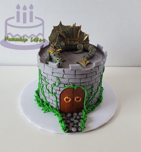 Dairy Free Strawberry Cake, Dairy Free Chocolate Ganache, Fondant Dragon, Knight Cake, Nerf Cake, Dragon Birthday Cakes, Castle Birthday Cakes, Small Castle, Twin Birthday Cakes