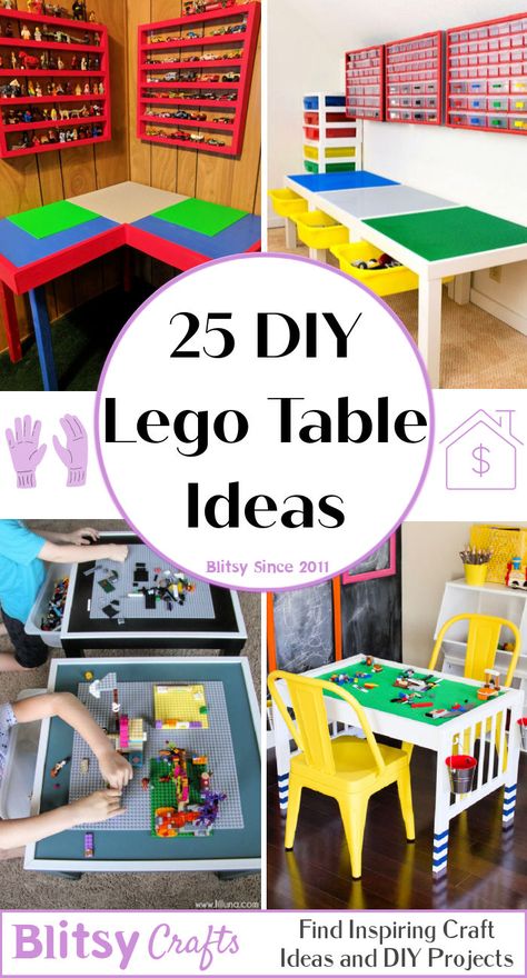 Lego Table Ideas, Table Lego Diy, Lego Tables, Diy Lego Table, Table Lego, Deco Lego, Lego Table With Storage, Lego Table Diy, Old Coffee Tables