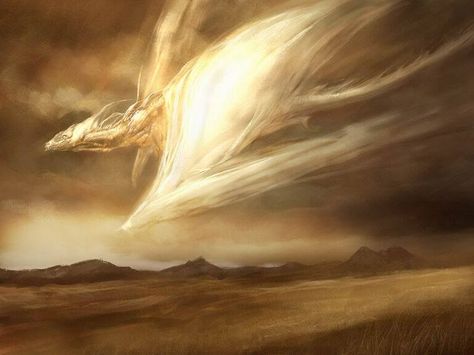 Desert Dragons control light and sand. They typically have golden colors [BH] Mtg Art, Fields Of Gold, Beautiful Dragon, Gold Dragon, Dragon Pictures, White Dragon, Mystical Art, Mythological Creatures, Fantasy Dragon