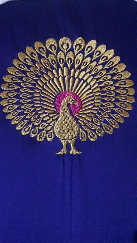 Peacock Embroidery Designs, Birds Embroidery Designs, Simple Embroidery Designs, Border Embroidery Designs, Embroidery Works, Embroidery Neck Designs, Bird Embroidery, Computer Embroidery, Handwork Embroidery Design