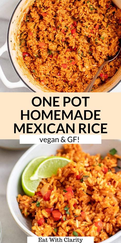 Vegan Mexican Rice, Homemade Mexican Rice, Mexican Rice Easy, Mexican Rice Recipes, Vegetarian Mexican, Homemade Mexican, Rice Cooker Recipes, Vegan Mexican Recipes, Healthy Mexican