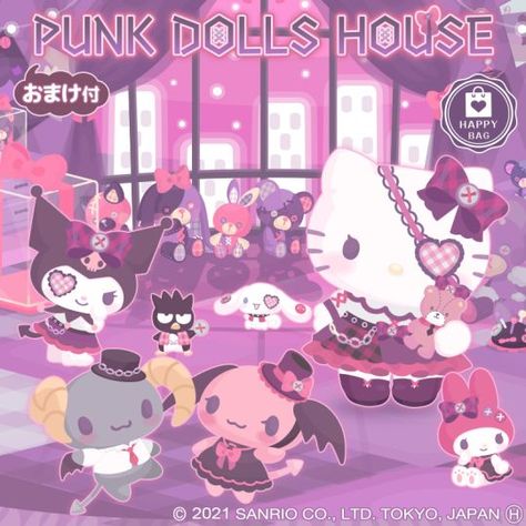 punk dolls house hello sweet days happy bag Lloromannic Wallpaper, Hello Sweet Days, Sanrio Danshi, Hello Sanrio, Sweet Days, Pastel Girl, Gothic Dolls, Sanrio Wallpaper, Hello Kitty Iphone Wallpaper