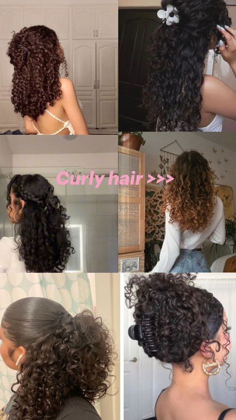 Hair Ribbon Hairstyles, Hairstyle Ribbon, Hair Ribbons Hairstyles, Short Curly Hair Styles, Curly Hair Beauty, Curly Hair Care Routine, Mixed Curly Hair, Curly Hair Videos, Curly Hair Problems