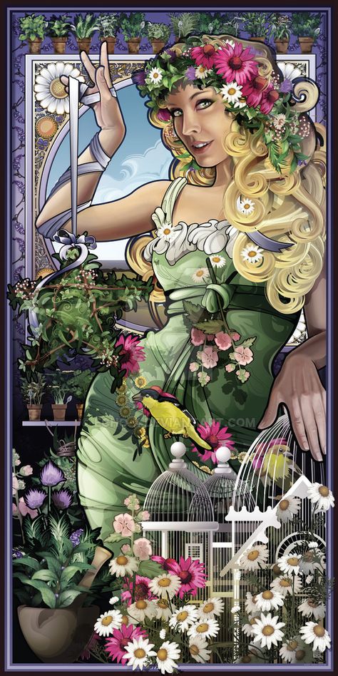 Goddess of Herbs by echo-x on DeviantArt Art Goddesses, Motif Art Deco, Oh My Goddess, Sacred Feminine, Farmer's Market, Greek Goddess, Spiritual Art, Gods And Goddesses, Atlanta Georgia