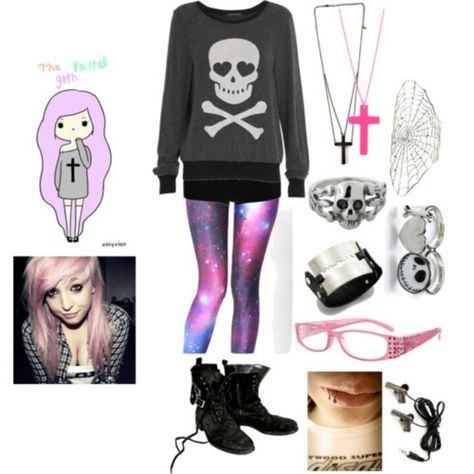 Love. Galaxy Leggings Outfit, Cute Emo Outfits, Pastel Goth Outfits, Scene Goth, Goth Outfit, Galaxy Leggings, Scene Outfits, Punk Scene