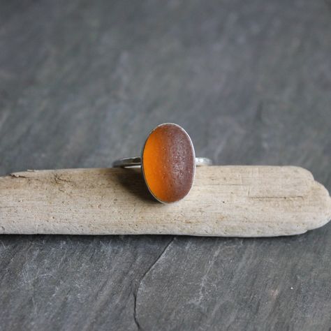 Amber Sea Glass Stackable Ring, Brown Seaham UK Sea Glass, Unique Birthday Gift for Her, Handmade Sterling Silver Beach Glass Jewelry by AccentYourself on Etsy Beach Glass Jewelry, Brown Sea, Plain Silver Rings, Sea Glass Ring, Sea Glass Bracelet, Unique Birthday Gift, Beachglass Jewelry, Amber Brown, Sea Glass Earrings