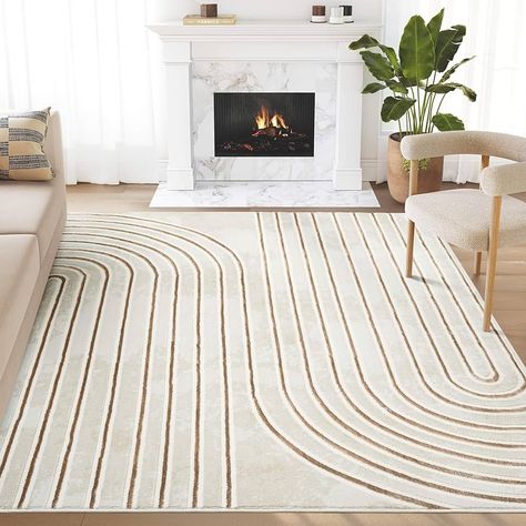 Amazon.com: Abani Glam Collection Area Rug - Beige/Cream Modern Abstract Design - 8' x 10' - for Living Room, Bedroom & Office : Home & Kitchen Mid Century Modern Rugs, Beige Backdrop, Office Area Rugs, Office Area, Turkey Colors, Natural Fiber Rugs, Contemporary Minimalist, Classic Decor, Room Style