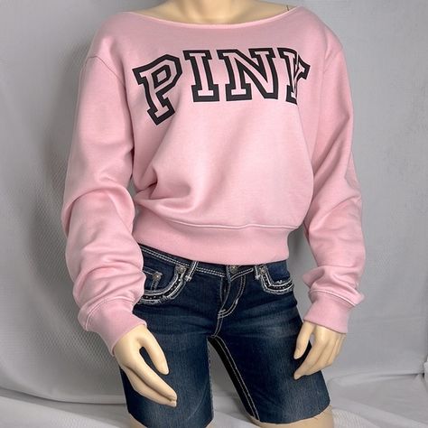 VICTORIA’S SECRET Pink Sweater. Victoria Secret Sweater Outfit, Pink Off The Shoulder Sweater, Victoria Secret Sweater, Pink Letters, Off The Shoulder Sweater, Pink Letter, Thermal Shirt, Black Letter, Pink Sweater