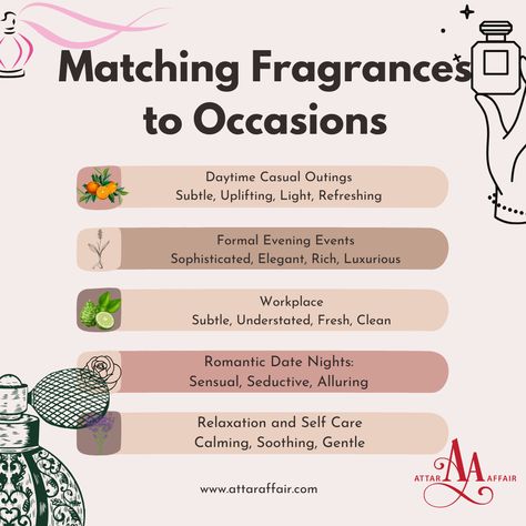 "Elevate Every Moment: From casual gatherings to formal affairs, master the art of fragrance selection with these expert tips tailored to every occasion. ✨ #FragranceForEveryOccasion #ScentedMemories" Perfume Marketing, Luxury Perfume Packaging, Fragrance Tips, Perfume Package, Fragrance Bar, Fragrance Quote, Perfume Ideas, Perfume Quotes, Fragrance Advertising