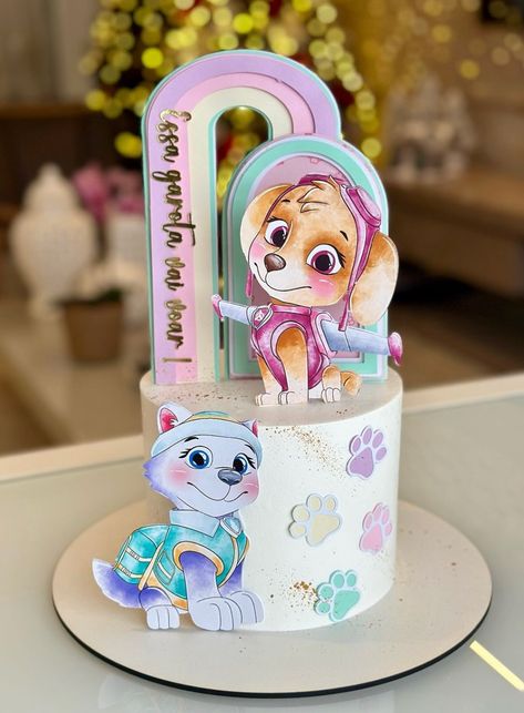 Paw Patrol Cake Everest, Sky And Everest Birthday Cake, Pastel Skye Paw Patrol, Sky Paw Patrol Party Ideas, Skye Cake, Skye Paw Patrol Cake, Paw Patrol Birthday Party Cake, Skye Birthday Party, Sky Paw Patrol