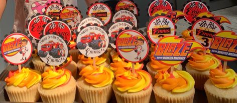 Blaze Cupcakes Ideas, Blaze Cupcakes, 3rd Bday Cake, Hunter Birthday, Blaze Birthday, Monster Truck Party, 21st Party, Sweet Temptation, Third Birthday Party