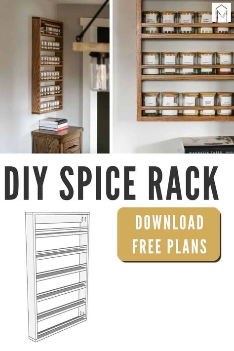 Discover the fun of woodworking and organize your spices simultaneously! Check out the free plans to make your own DIY spice rack. Spice Holder Diy, Wood Spice Rack Diy, Spice Rack Ideas Diy, Homemade Spice Rack, Spice Rack Diy, Spice Rack Plans, Build A Spice Rack, Witch's Kitchen, Pull Out Spice Rack