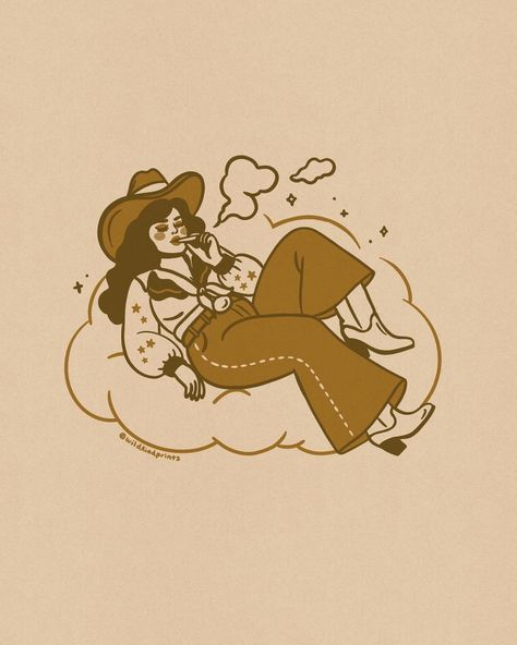 Retro Cowgirl Art, Grunge Cowgirl Aesthetic, Cowgirls Tattoo, Rodeo Drawings, Chapplle Roan, Cowgirl Pfp, Cowgirl Drawings, Cowboy Doodles, Cowgirl Sketch