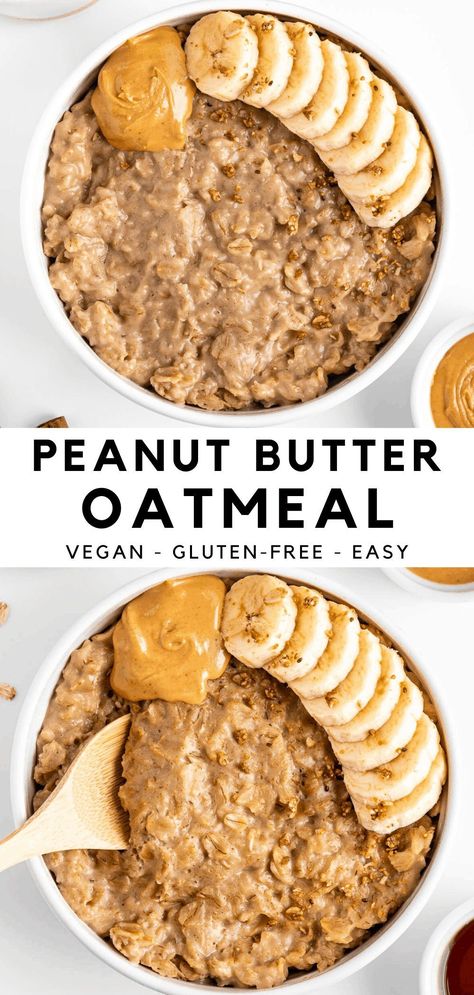 Easy Oatmeal Recipes, What Is Healthy Food, Healthy Oatmeal Recipes, Breakfast Oatmeal Recipes, Healthy Vegan Breakfast, Easy Oatmeal, Healthy Food Facts, Peanut Butter Oatmeal, Makanan Diet