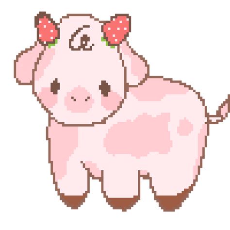 Strawberry Cow, Art Pixel, Game Sprites, Social Platform, Pixel Art, Free Online, Mobile App, For Everyone, Tattoo Ideas