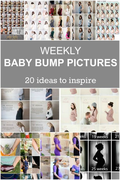 20 weekly baby bump pictures to inspire you. Document your pregnancy by taking weekly photos of your growing belly. Check out these examples to get ideas. #babybump #babybumppictures #babybumpphotos Weekly Bump Photos, Pregnant Week By Week Pictures, How To Take Pregnancy Belly Pictures, How To Take Bump Pictures, Bump Pictures Weekly First Time Moms, Weekly Belly Bump Photos, Pregnancy Tracking Pictures, Maternity Progress Pictures, Monthly Bump Picture Ideas