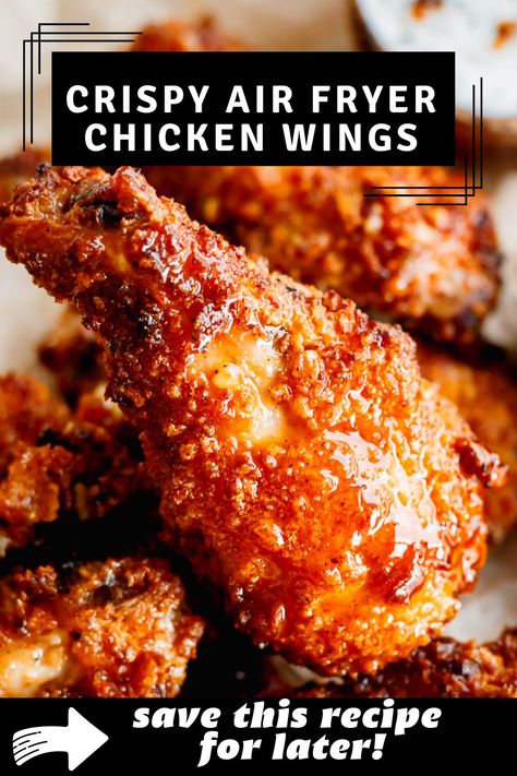 Honey Garlic Wing Sauce, Garlic Wing Sauce, Wings In The Air Fryer, Crispy Air Fryer Chicken Wings, Air Fryer Recipes Chicken Wings, Honey Garlic Wings, Crispy Air Fryer Chicken, Air Fry Chicken Wings, Garlic Wings