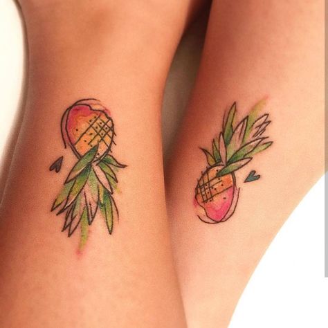 Tattoos By Nickel on Instagram: “Friendship tattoos for Mika and ber bestie ❤✨ from a couple months ago done at Kā'eo Hawaii!! So grateful and appreciative of all the…” Bsf Tattoos, Friendship Tattoos, So Grateful, Dreamcatcher Tattoo, Tattoos And Piercings, A Couple, Tattoo Ideas, Piercings, Pineapple