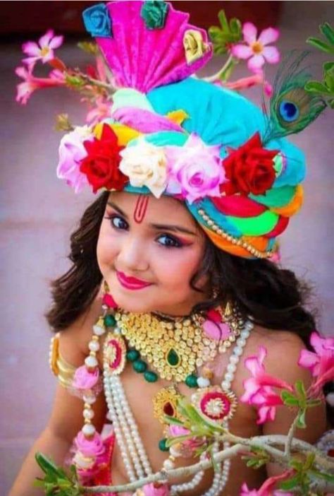 Lord Krishna Makeup Look For Kids, Kanha Makeup For Kids, Krishna Makeup, Children Projects, Chudi Neck Designs, Shivaji Maharaj Hd Wallpaper, Bal Gopal, Shivaji Maharaj, Krishna And Radha