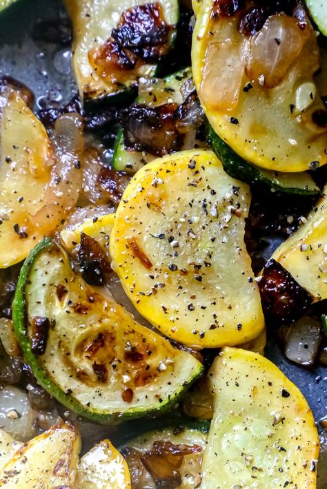 Easy Sautéed Squash and Zucchini Recipe - Sweet Cs Designs Baked Squash And Zucchini Recipes, Sauteed Zucchini Recipes, Sauteed Yellow Squash, Sauteed Zucchini And Squash, Kardea Brown, Sauteed Squash, Zucchini And Squash, Easy Baked Pork Chops, Squash And Zucchini