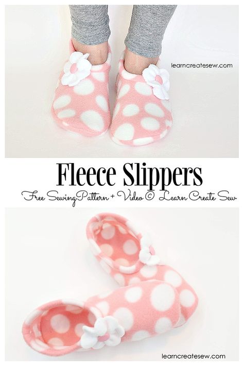 DIY Simple Fleece Slippers Free Sewing Pattern + Video | Fabric Art DIY Sewing Projects With Fleece, Free Slipper Patterns Sewing, Massage Party, How To Make Slippers, Simple Slippers, Sewing Slippers, Sweater Crafts, Fleece Sewing Projects, Fabric Art Diy