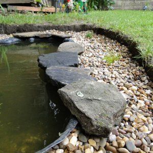 Wildlife Pond Edging Ideas, Pond Border Ideas, Pond Edge Ideas, Pond Edging Ideas, Raised Ponds, Garden Ponds Ideas, Pond Edging, Small Garden Pond, Garden Pond Ideas