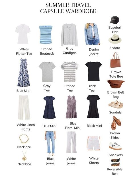 Journey in Style: 5 Tips for Building a Travel Capsule Wardrobe European Capsule Wardrobe Summer, Summer Travel Capsule Wardrobe, Summer Travel Capsule, Travel Capsule Wardrobe Summer, Pack Rat, Wardrobe For Women, Travel Capsule Wardrobe, Travel Capsule, Summer Capsule