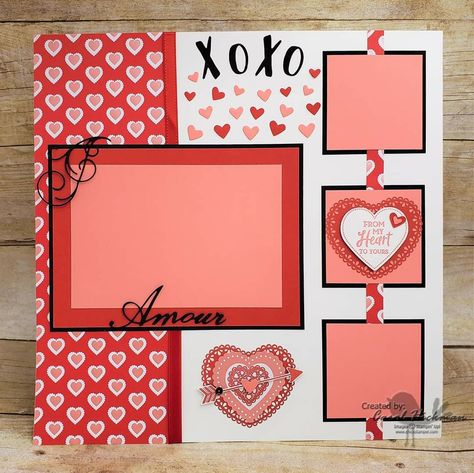 Valentines Scrapbook, Wedding Scrapbooking Layouts, Scrapbook Design Layout, Holiday Scrapbook, Love Scrapbook, Scrapbook Borders, Scrapbook Templates, Wedding Scrapbook, Scrapbook Sketches