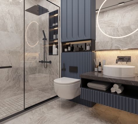 Grey Bathroom Mirrors, Toilet Design Modern, Small Half Bathroom, Rustic Bathroom Mirrors, Black Bathroom Mirror, Bathroom Interior Design Modern, Bathroom Design Trends, Bathroom Decor Luxury, Washroom Design