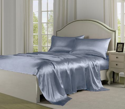 Satin Bed, Silk Bed Sheets, Grey Linen Bedding, Silk Sheets, Satin Bedding, Satin Sheets, Luxury Sheets, Silk Bedding, Bed Sheet Set