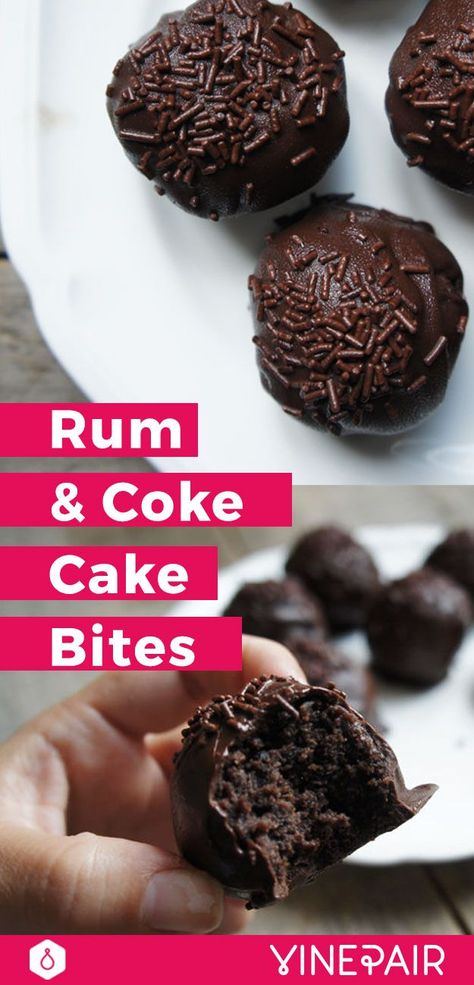 Rum Cakes, Coke Cake, Boozy Treats, Alcoholic Treats, Alcohol Cake, Cake Ball Recipes, Alcoholic Desserts, Serving Ideas, Christmas Cake Pops