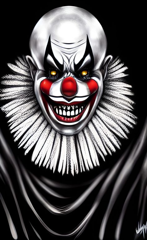 Killer Clown Tattoo, Clown Tattoo Design, Scary Clown Drawing, Scary Birthday, Airbrush Artwork, Dark Knight Wallpaper, Evil Clown Tattoos, Creepy Clowns, Harley Quinn Tattoo