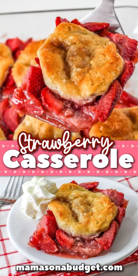 Desserts To Make With Frozen Strawberries, Can Strawberry Pie Filling Recipe, Strawberry Shortcake Casserole, Dessert Using Frozen Strawberries, Strawberry Pie Filling Desserts, Canned Strawberry Pie Filling Recipe, Strawberry Casserole, Homemade Strawberry Pie Filling, Homemade Strawberry Pie