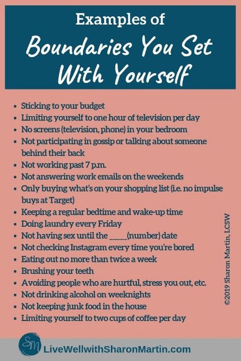 Examples of Boundaries You Set With Yourself #selfcare #boundaries Examples Of Boundaries, Relationship Habits, Personal Boundaries, Vie Motivation, Long Lasting Relationship, Healthy Boundaries, Setting Boundaries, Healthy Relationship, It Goes On