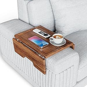 Couch Arm Table Tray | Robust Sofa Arm Tray – Acacia Wood – Armrest Tray for Couch, Sofa & Chair Couch Desk, Sofa Arm Tray, Couch Tray, Couch Arm Table, Sofa Arm Table, Wooden Couch, Table Clips, Sofa Armrest, Bamboo Sofa