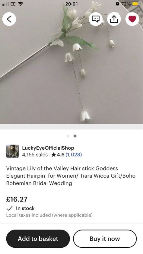 Dried Lily Of The Valley, Lily Of The Valley Hair Piece, Lily Of The Valley Hair, Bohemian Bridal, Dress 2024, Hair Stick, Boho Gifts, Hair Sticks, Lily Of The Valley