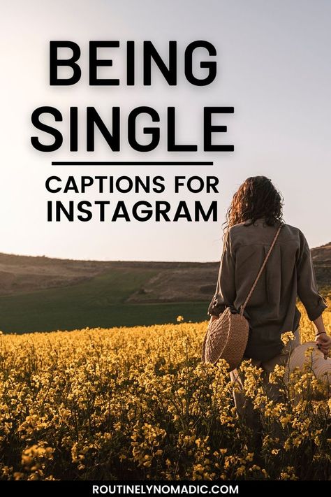 Person walking through field with words Being Single Captions for Instagram Single Captions For Instagram, Sassy Single Quotes, Single Captions, Happy Being Single, Happy Single Life, Life Captions, Newly Single, Single Quotes Funny, Trying To Be Happy