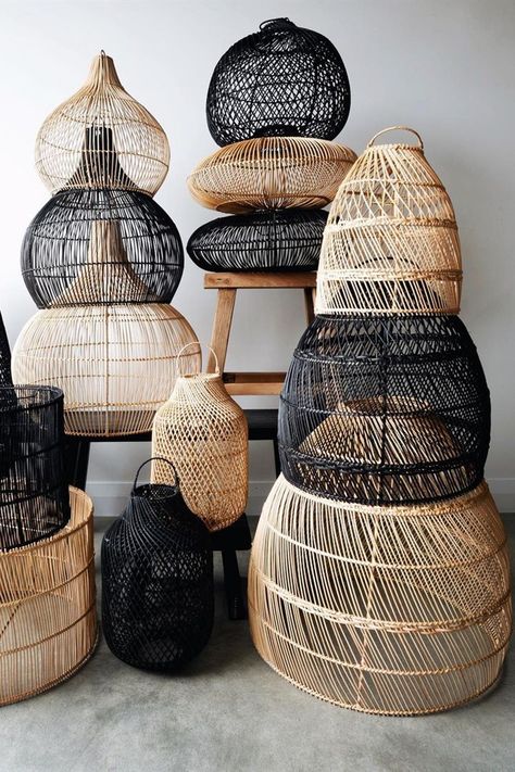 African Lighting, Rattan Lamps, Rattan Pendant Lights, African Inspired Decor, Diy Light Fixtures, Bamboo Light, Rattan Lamp, Rattan Pendant, Ceiling Lamp Shades