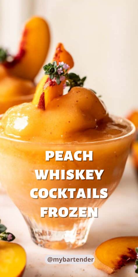 Whether you find yourself basking in the sun, celebrating a special occasion, or simply unwinding after a long day, these frozen cocktails are designed to transport your taste buds to a state of pure bliss. Treat yourself to the soothing sensation of Frozen Peach Cocktails and let the frosty allure of each sip whisk you away to a world of cool indulgence. #peach #recipe Frozen Whiskey Sour, Fall Frozen Cocktails, Peach Whiskey Cocktails, Frozen Peach Cocktail, Peach Cocktail Recipe, Frozen Peach Bellini, Peach Whiskey, Peach Margarita, Frozen Cocktail