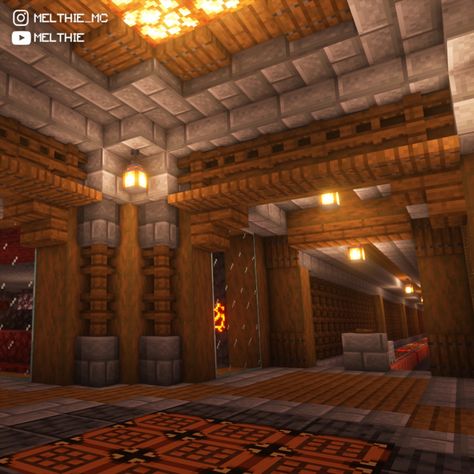 Minecraft House Inside Wall Designs, Minecraft House Inspiration Inside, Minecraft Hallways Ideas, Under Ground Minecraft Base, Minecraft Underground Wall Design, Minecraft Barracks Interior, Cool Underground Minecraft Base, Minecraft Underground Tunnel Designs, Mincraft Idea Underground Base