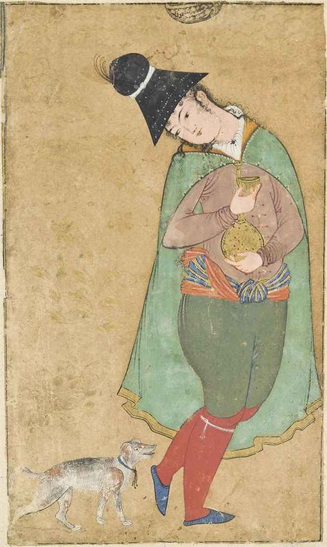 A Safavid Youth With His Dog Iran, Circa 1620-1630 Reza Abbasi, Persian Miniatures, Persian Painting, Beach Canvas Art, Persian Miniature, Ancient Persian, Persian Art, Iranian Art, Islamic Paintings