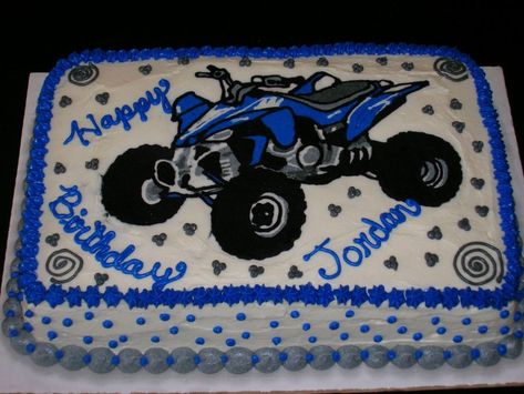 4 Wheeler Marble 1/4 sheet, FBCT Atv Cake, 4 Wheeler Cake, Construction Birthday Cake, Fox Cake, Pumpkin Tarts, Four Wheeler, 4th Birthday Cakes, Cake Mix Cookie Recipes, 3rd Birthday Cakes