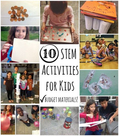 Budget STEM Activities For Kids- 10 building challenges using materials you already have at home. Great for science, math, team-building, destination imagination instant challenges, makerspaces, and just fun with friends! Math Stem Activities, Stem Activities For Kids, Destination Imagination, Kids Budget, Fun Stem Activities, Math Stem, Kids Science, Steam Activities, Stem For Kids