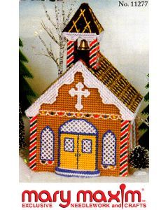 Gingerbread Church Pattern Gingerbread Church, Yarn Sewing, Canvas Ornaments, Latch Hook Rug Kits, Gingerbread Village, Mary Maxim, Plastic Canvas Ornaments, Plastic Canvas Tissue Boxes, Plastic Canvas Christmas