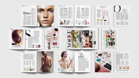 Beauty Layouts for Vogue Magazine on Behance Vogue Pages Layout, Vogue Spreads Layout, Vogue Design Layout, Vogue Pages Magazine, Vogue Layout Design, Vogue Magazine Design, Beauty Magazine Layout, Vogue Magazine Pages, Vogue Layout