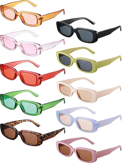 Amazon.com: 10 Pairs Small Rectangle Sunglasses Women Retro Square Glasses Vintage Wide Frame Eyewear for Women Girls (Multi Color) : Clothing, Shoes & Jewelry Fall Clothing Essentials, Sunglasses Party Favor, Y2k Sunglasses, Fall Wardrobe Essentials, Chunky Heel Ankle Boots, Fall Capsule Wardrobe, Square Glasses, Sunglasses & Glasses, Vintage Eyewear