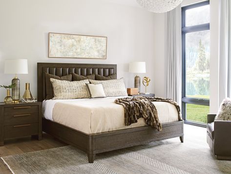 Talisker Upholstered Bed | Lexington Home Brands City Bedroom, Tufted Upholstered Headboard, Barclay Butera, Lexington Home, King Upholstered Bed, Queen Upholstered Bed, Tufted Bed, Upholstered Panel Bed, Bedroom Panel